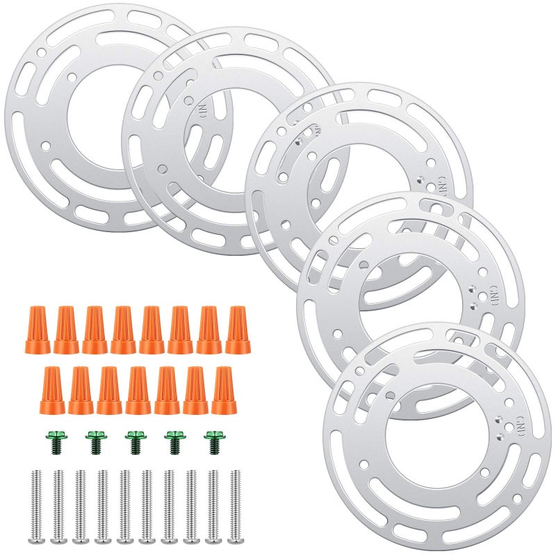 Pelopy 5 Pack Universal Light Fixture Mounting Bracket 4 Inch Diameter Steel Fixture Crossbar Round Light Crossbar Mounting Bracket with Screws and Nuts for Wall Lamp , Close to Ceiling Lamp - Image 1